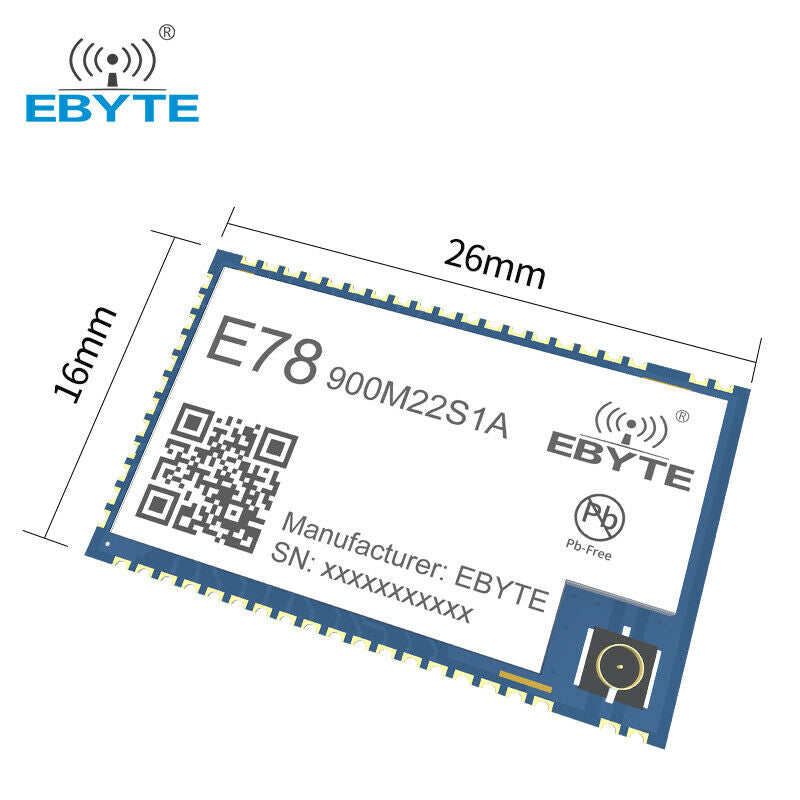 ASR6601 LoRa 850~925MHz SX1262 Soc Wireless Module LowPower LoRaWAN IPEX Antenna