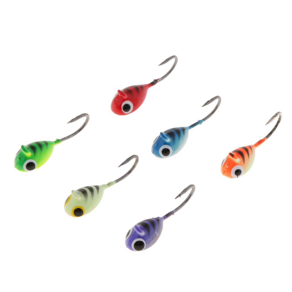 6pcs/pack Winter Ice Fishing Hook Lure Lead Jig Head Hooks Baits Crank Hooks