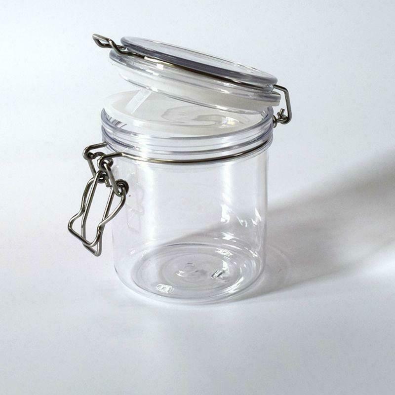 500ML Plastic Round Clip Top Storage Jar With Airtight Seal Lid Kitchen Food