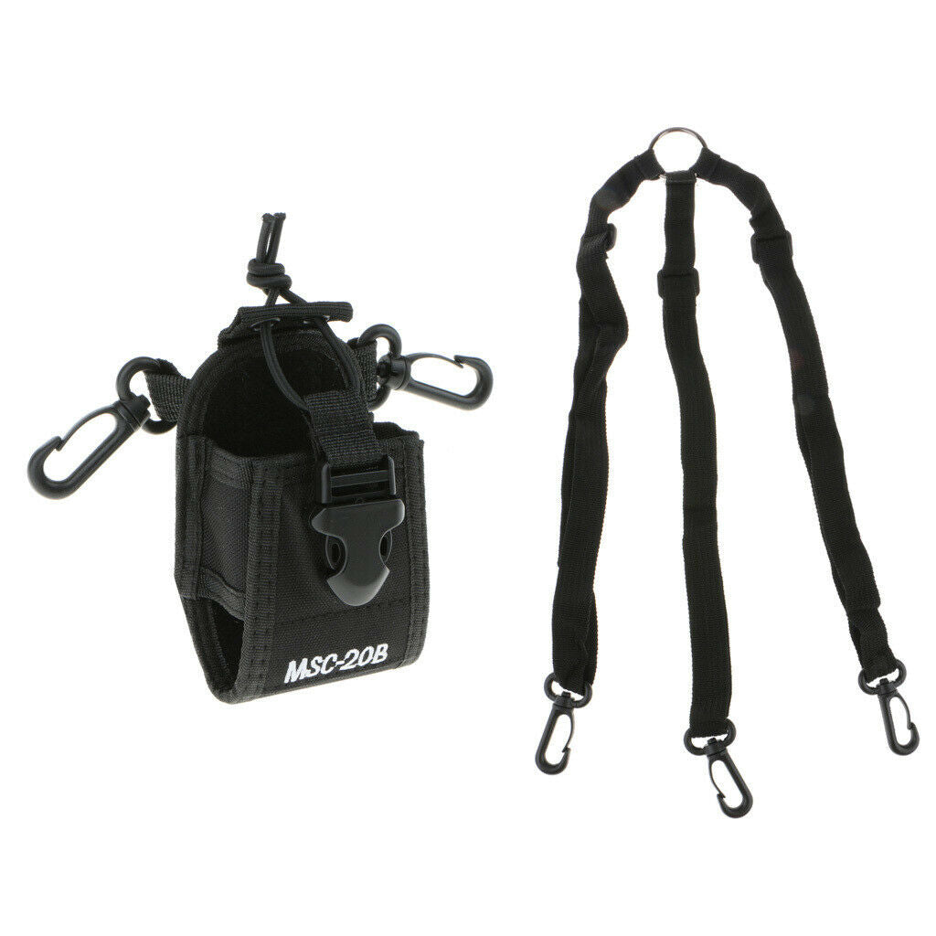 Walkie Talkie Radio Case Holster Bag Pouch with Adjustable Webbing Strap For