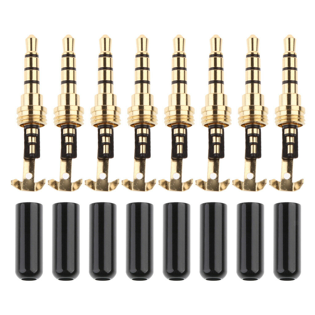 8x 4 Pole 3.5mm Replace Male Repair headphone   Plug Metal Audio Soldering