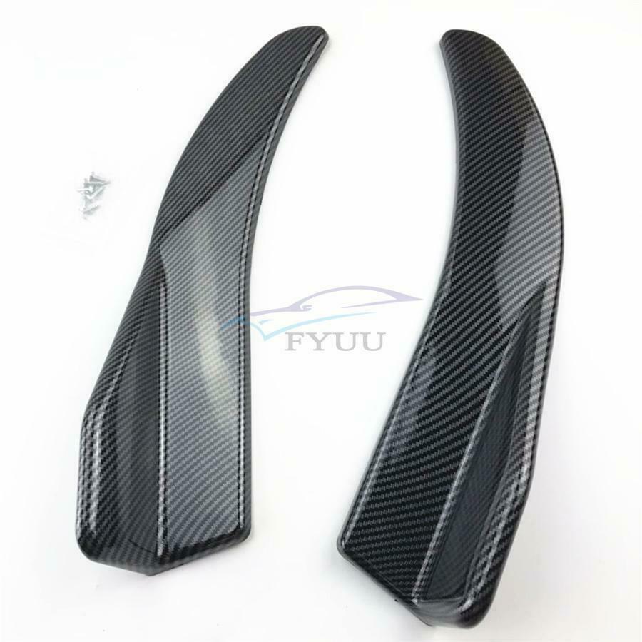 2PCS Carbon Fiber Car Bumper Spoiler Rear Lip Angle Splitter Body Side Skirt