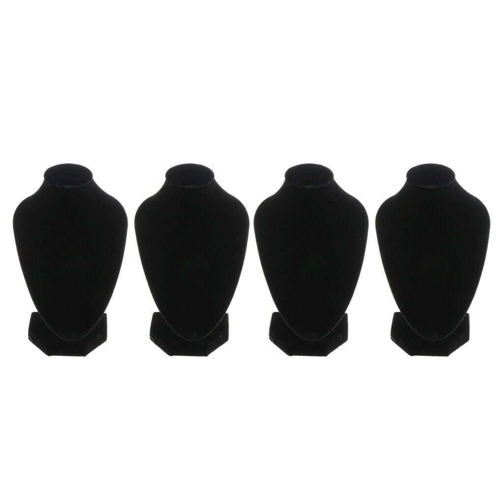 4 Packs Black Velvet Necklace Female Bust Display Pendant Jewelry Stands