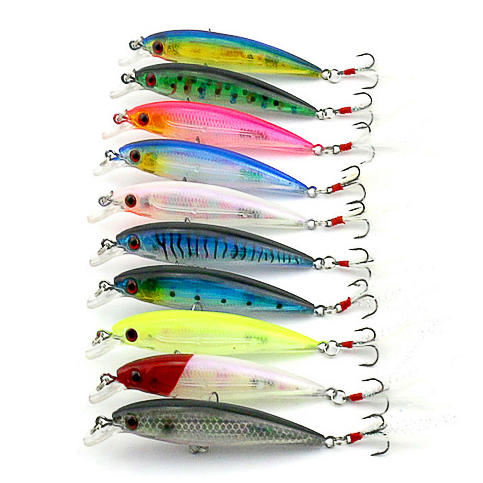 Plastic 10pcs Fishing Lures Crankbaits Hook Minnow Baits Tackle Crank Fishing