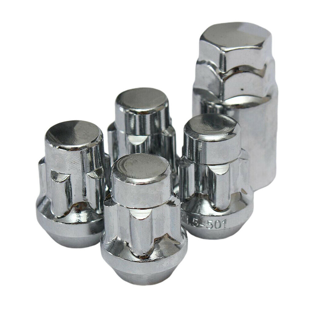 Chromed M12x1.5mm Locking Alloy Wheel Lock Bolts Tapered 4x  Nuts W/ Key