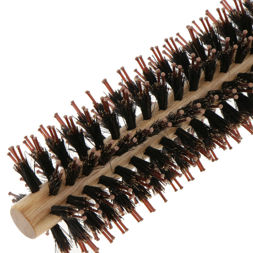 Wood Handle Round Hairdressing Schima Superba Bristle Comb Hairbrush