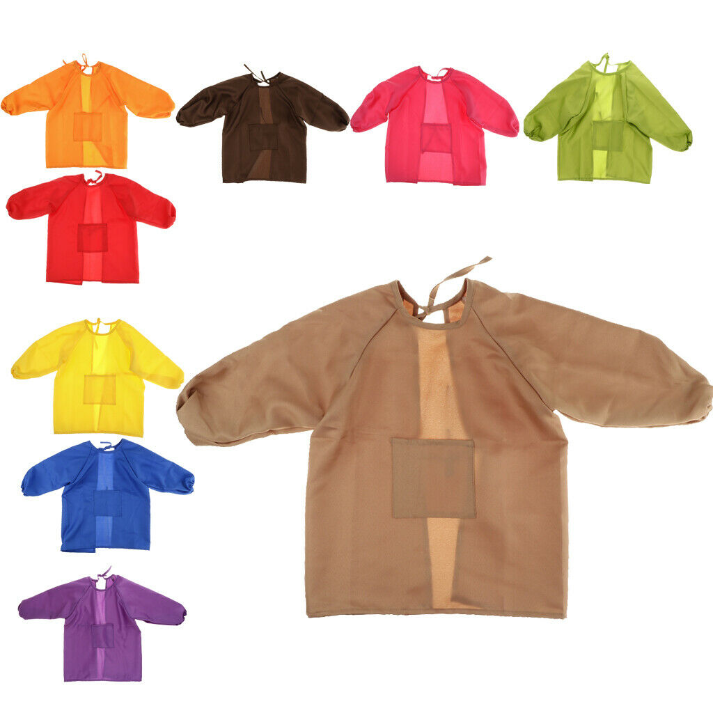 Children Kids Craft Art Apron Drawing Painting Cooking Smock Red