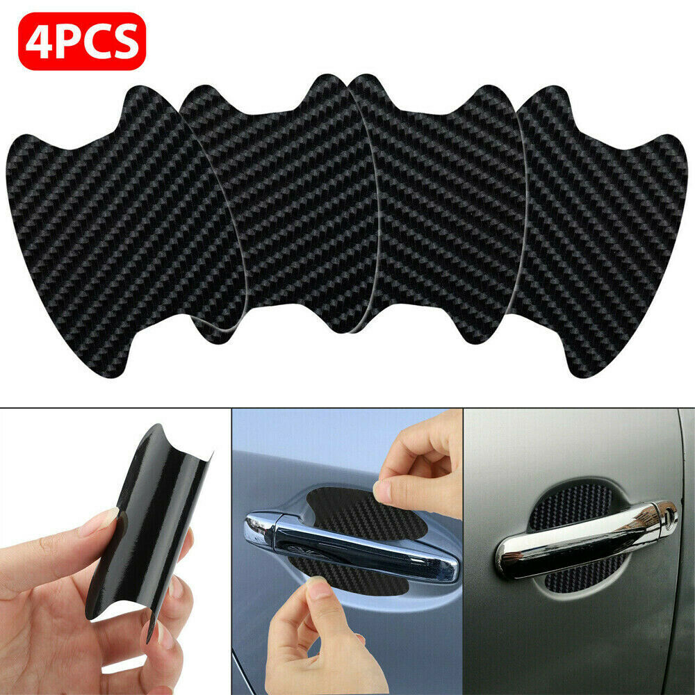 4x Carbon Fiber Car Door Handle Anti-Scratch Protector Film Stickers Accessories