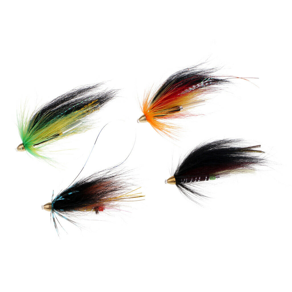 4Pc Tube Flies Cone Heads 4 Color Salmon And Sea Trout Fly Fishing