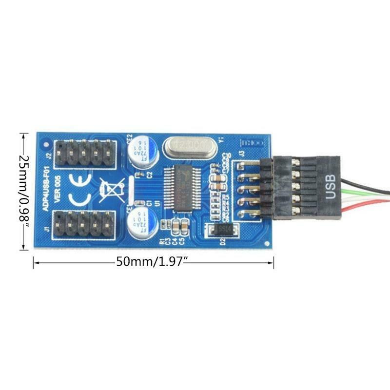 Hot Favorable 9-pin USB 2.0 Input Adapter, 1 Male to 2/4 Female