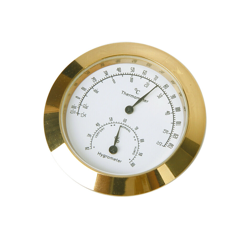 Golden Round Thermometer and Hygrometer for Guitar Violin Case 1pc