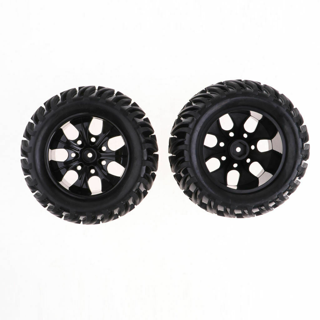 4Pcs Rubber Tires (125mm OD/70mm W) with Wheels Set for 1/10 RC Truck
