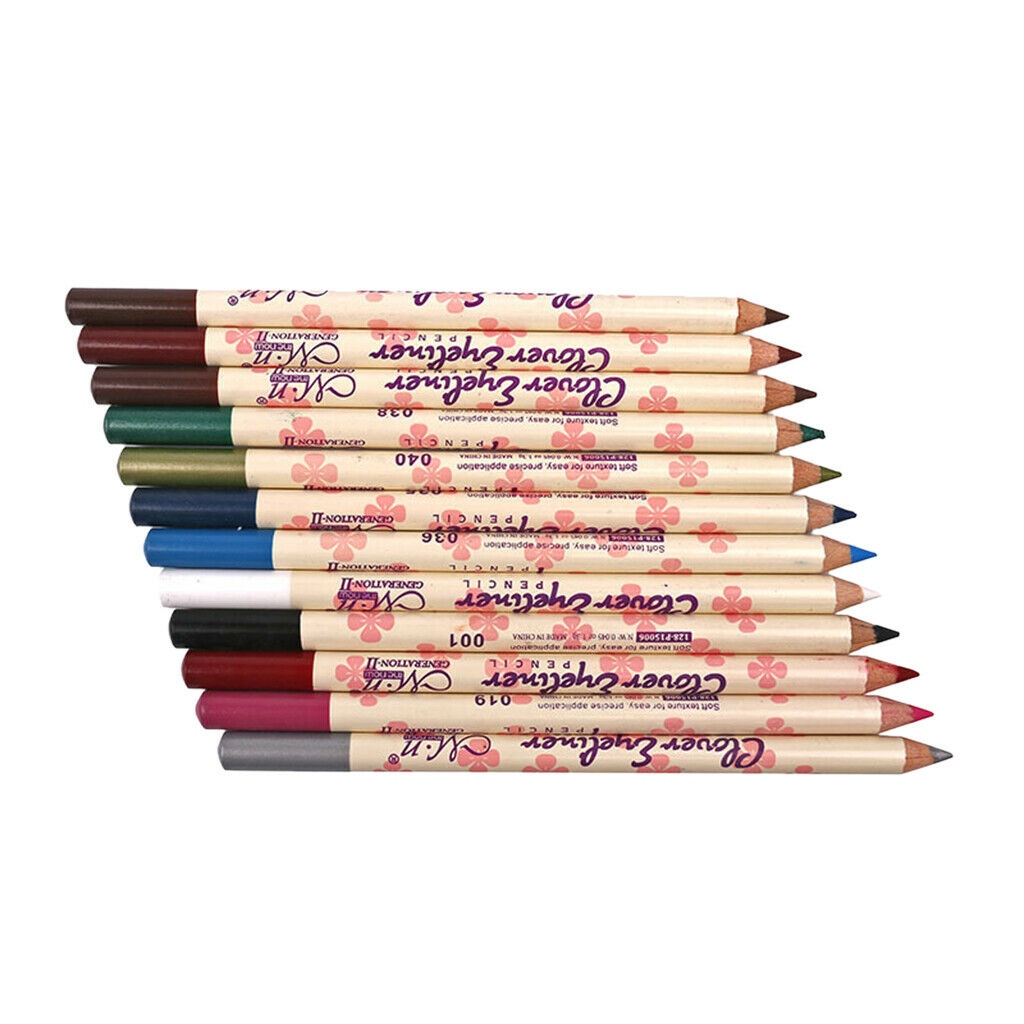 12pcs/Kit 12 Colors Professional Eyeliner Makeup Waterproof Eye Liner Pencil