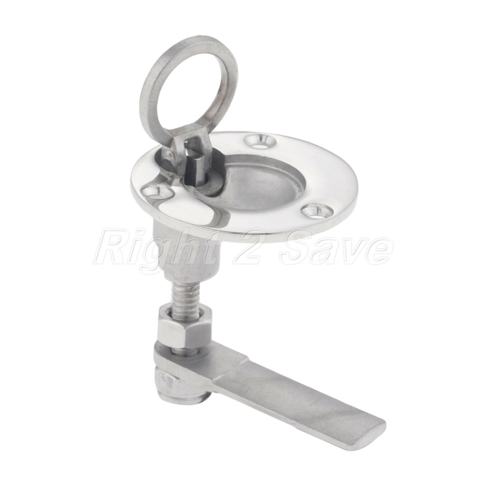 Boat 2" Hatch Lacth Turning Lock Lift Ring Handle Marine Stainless Adapter Latch