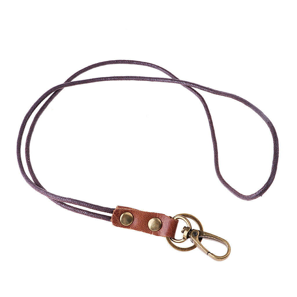 Classic Leather Lanyard Strong ID Card Badge Key Phone Neck Strap 19''