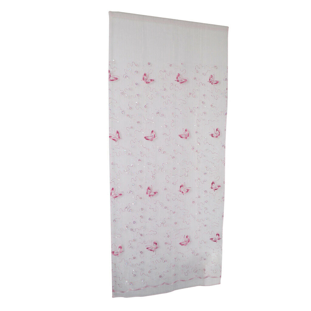 1 Piece Window Voile Sheer Curtain Valance Tiers  Pink_1x2.5m