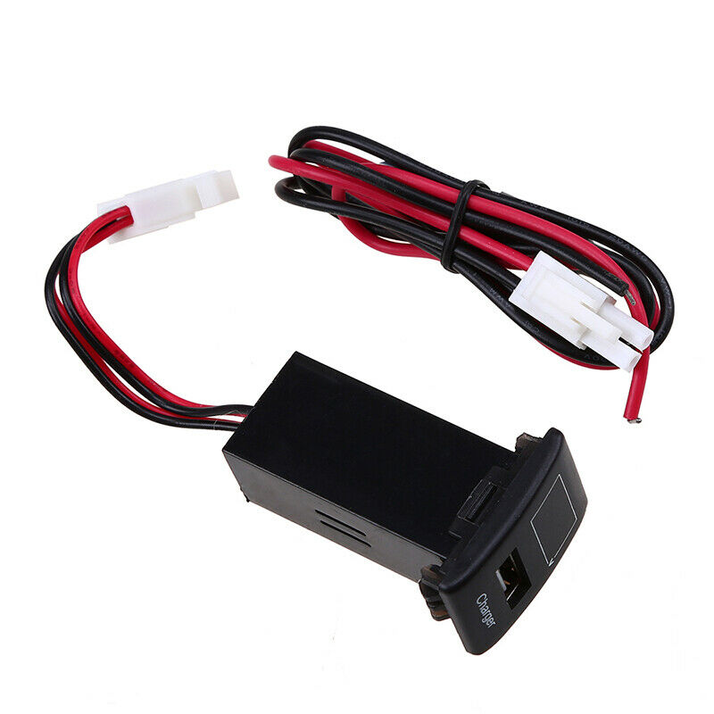 12V Car Auto USB Charging Car Charger Black with LED Voltmeter & Wire For Mazda