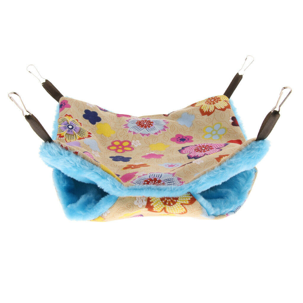 Small Pet Hamster Ferret Double Bunkbed Cage Hammock Hanging Bed Yellow+Blue