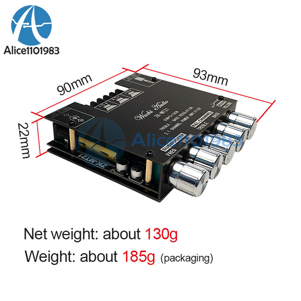 ZK-MT21 Bluetooth 5.0 Overweight Subwoofer Amplifier Board High Low Tone AMP AUX