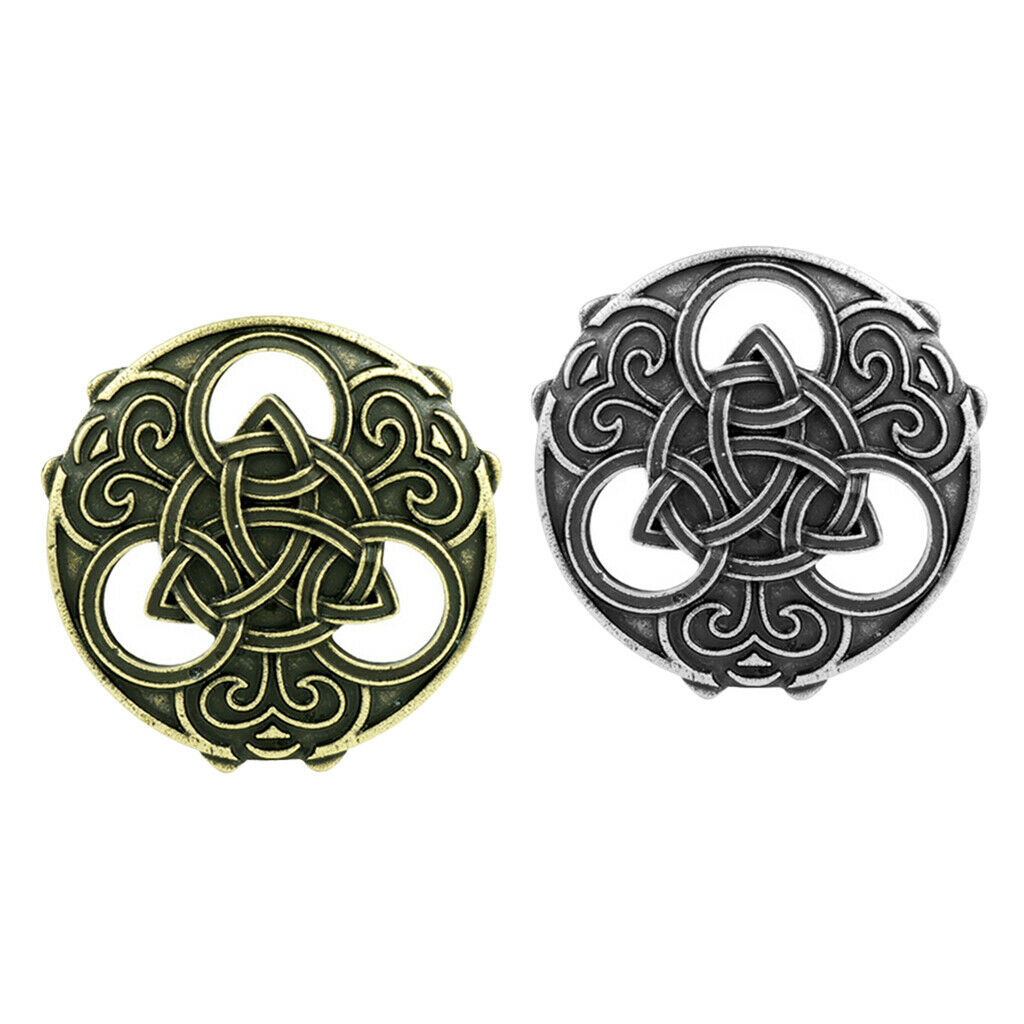 2 lot Retro Medieval Viking Nordic Brooch Cloak Collar Jewelry Clasp Badge
