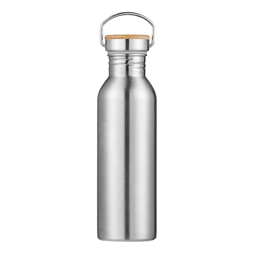 Stainless Steel Water Bottle Jug for Sports Bamboo Lid 600 & 750ML BPA Free