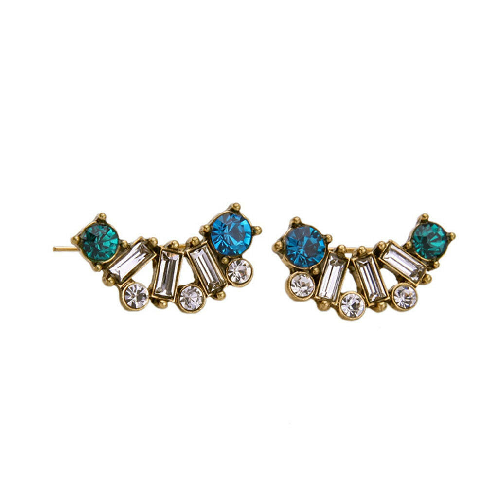 Women Jewelry Simple Stud Earrings Rhinestone Crystal Multicolor Earrings