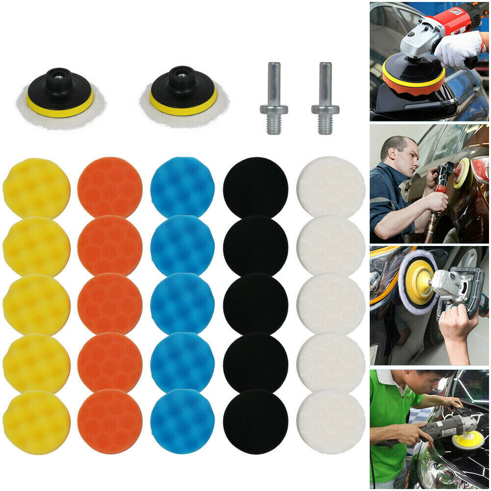31Pcs 3" Car Polisher Pad Buffer Gross Polishing Drill Kit Sponge Waxing Buffing