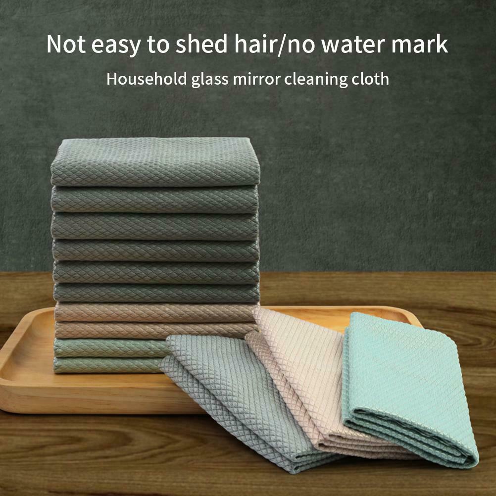 3Pcs Double-faced Fish Scale Glass Cleaning Cloth For Window Glass Bowl Dish