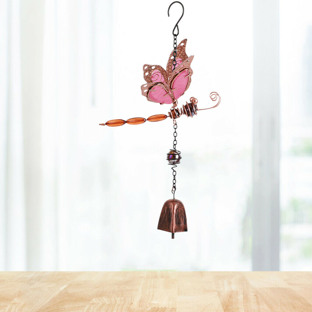 Wind Chime with Luminous Wall Hanging Home Garden Decor Pink Bell