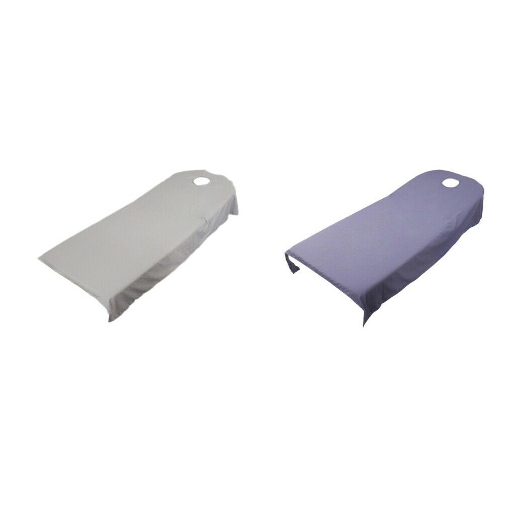 2 Pieces Spa Massage Table Cover Cosmetic Hotel Beauty Bed Sheet Grey/Purple