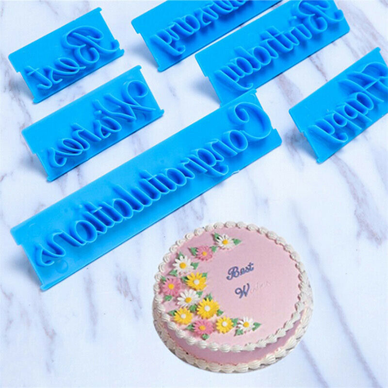 6pcs/set Plastic Letters Mold Happy Birthday Best Wishes Baking Molds Dec.l8
