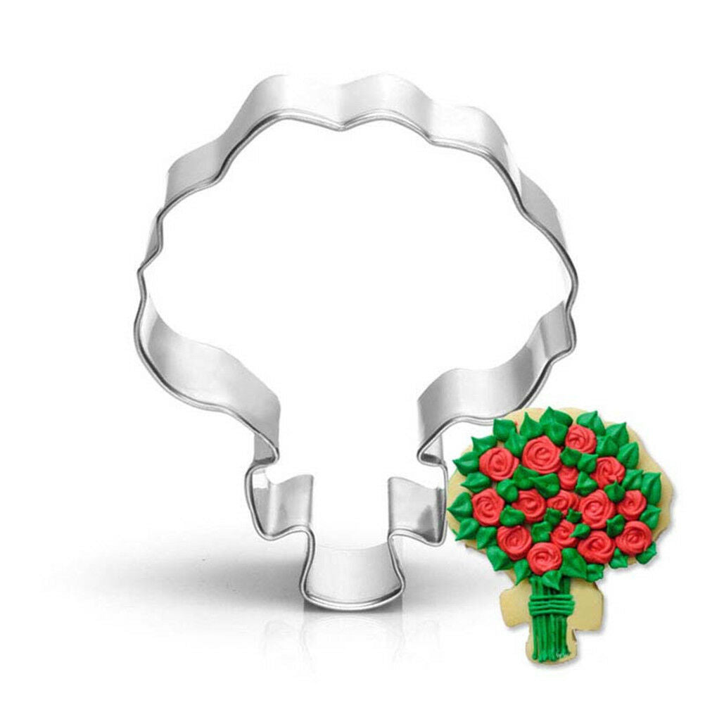rose bouquet stainless steel cutter biscuit cookie mold baking decor tool&lJ Tt