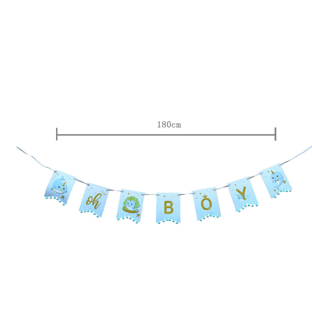 Shark Series Paper Banner Birthday Bunting Children Garland Hanging Decor