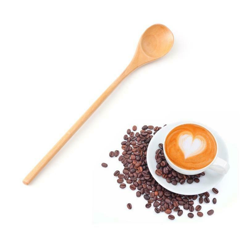 Wooden Spoon Soup Sugar Teaspoons Long Handle Kitchen Utensil Tool Tableware
