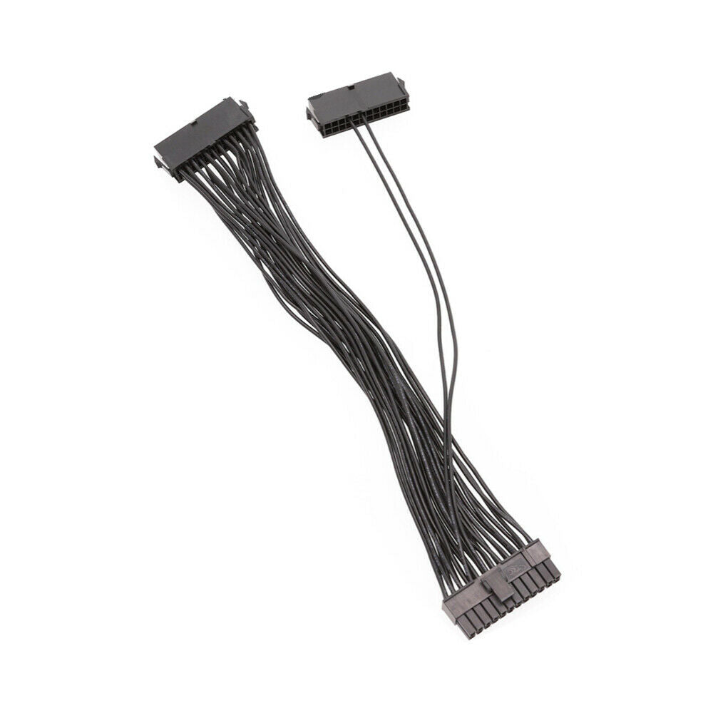 Dual PSU Power Supply 24-pin ATX Motherboard Adapter Connector Cable Cord