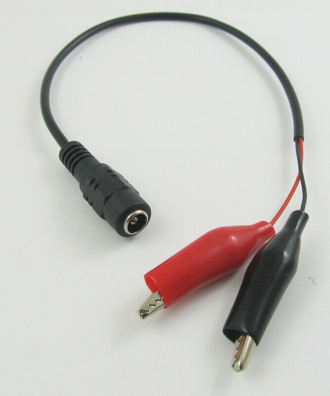 5pcs 5.5x2.1mm DC Power Female Jack to Dual Alligator Clip Test CCTV Cable