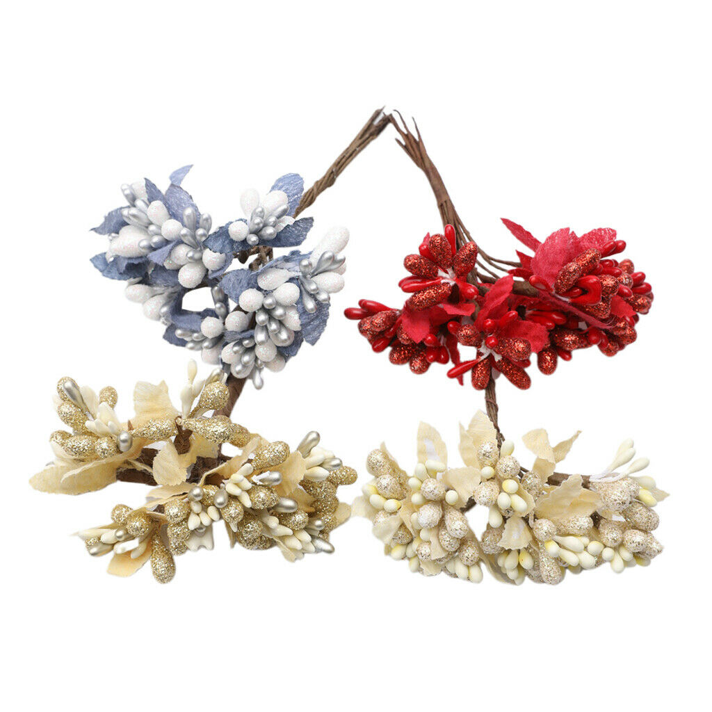 4pcs artificial flowers berries bouquets floral home wedding decor Champagne
