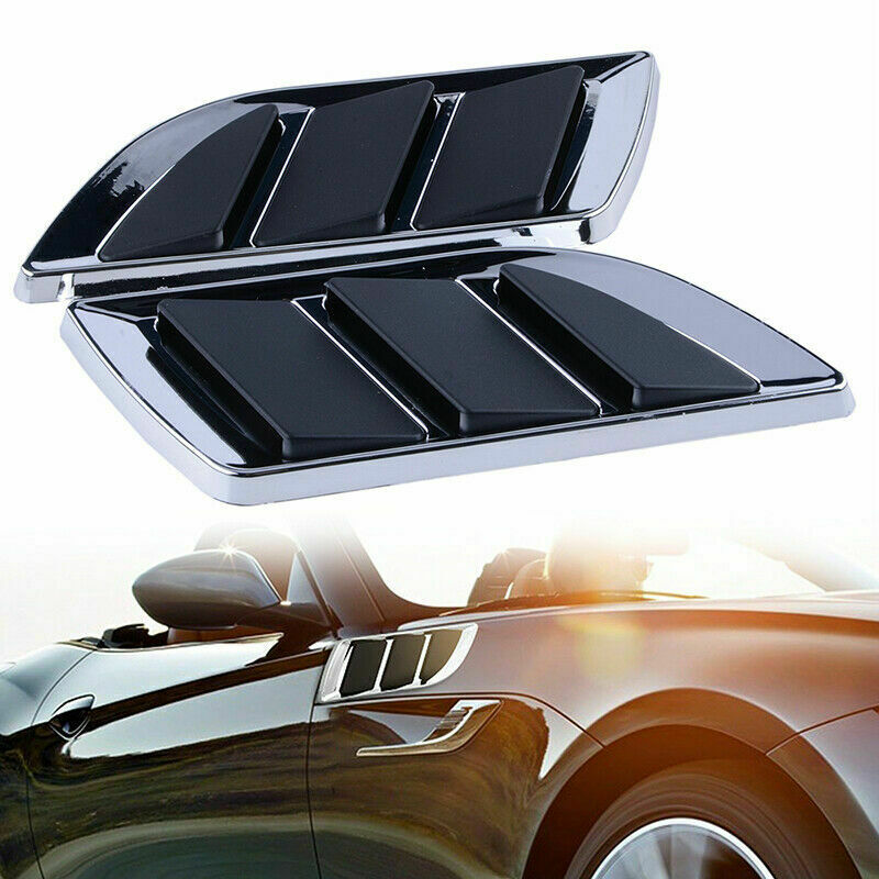 2x Universal Car Decorative Air Flow Intake Scoop Bonnet Side Fender Vents Black