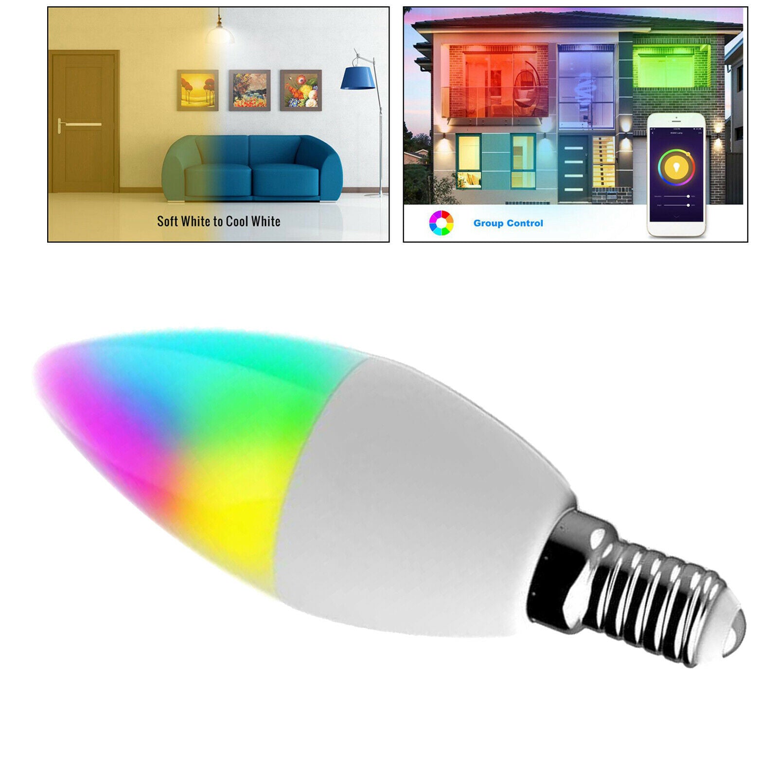 Aluminum Wifi RGBCW Smart Light Bulb 5W 300LM E14  Dimmable Lamp for Alexa