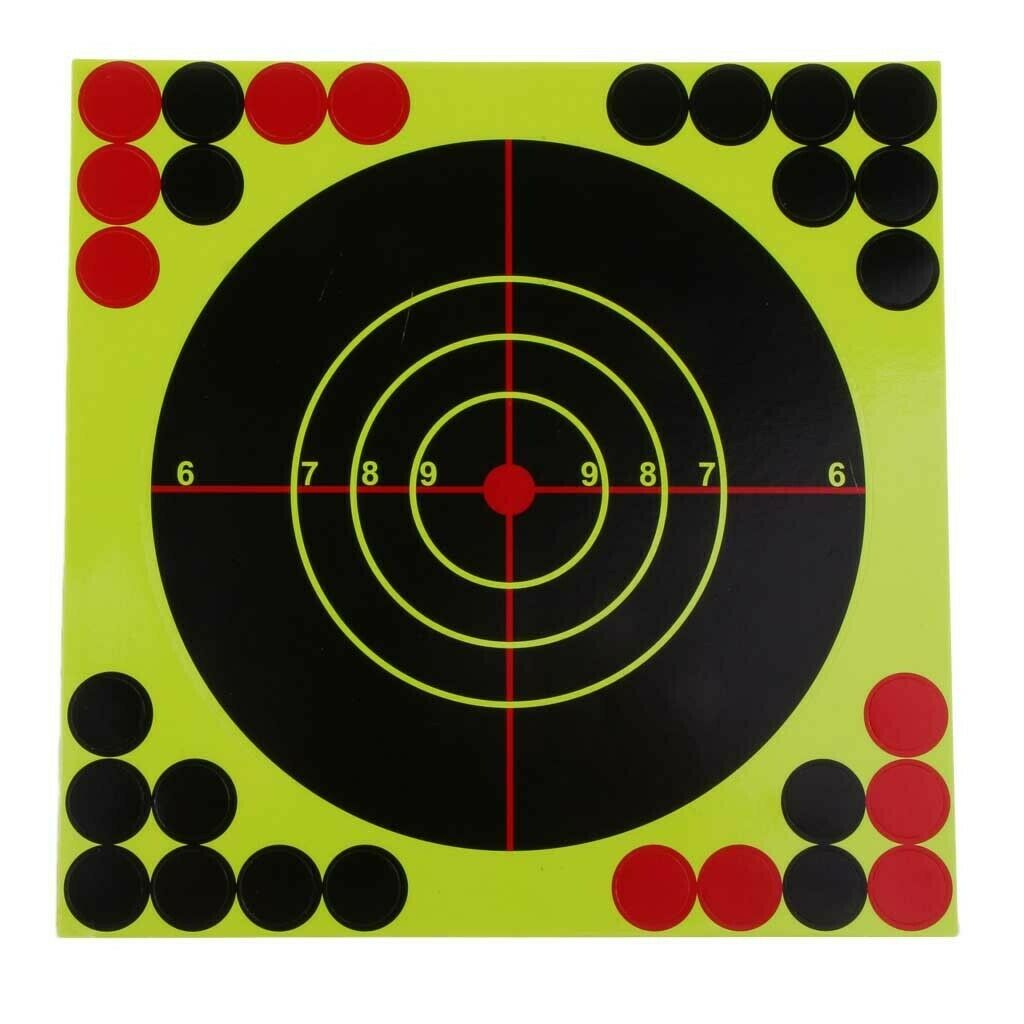 10 Sheet Shooting Targets - 8 Inch Self Adhesive Paper Reactive Targets Stickers