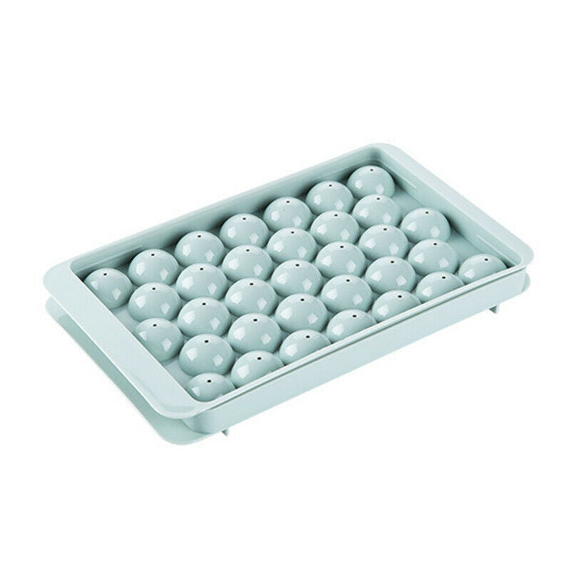 Round Ice Cube Tray with Lid Plastic Ice Cube Mold Refrigerator Spherical Ic KX