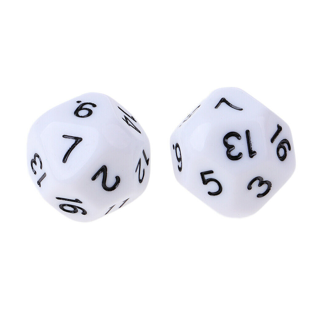 Set of 10 D16 dice 16 sided die white with black numbers for