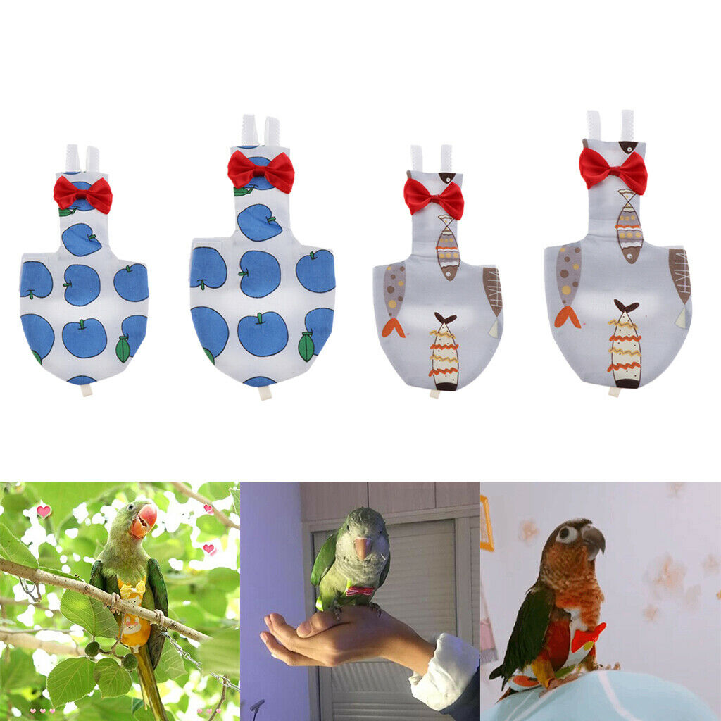Parrot Diaper Washable Bird Pee Pad Nappy for Small to Large Birds Blue XS