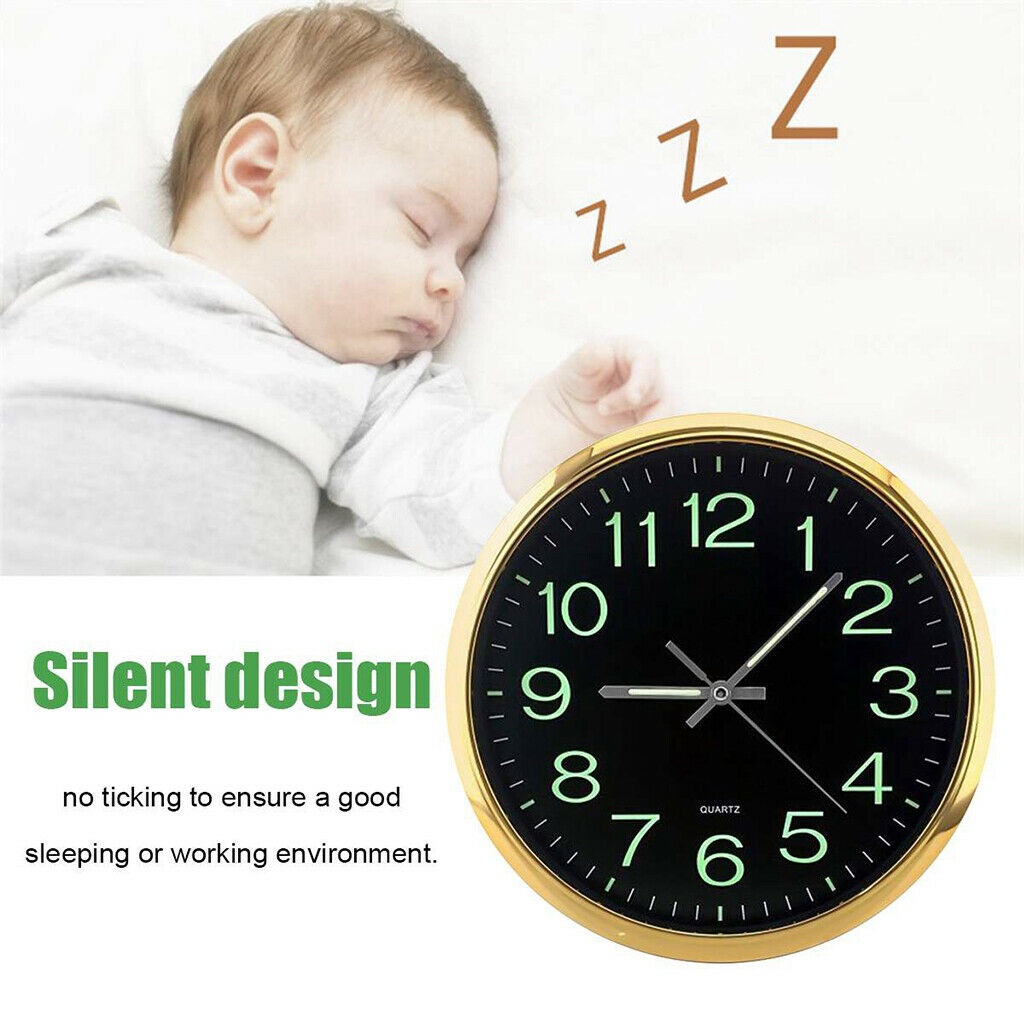 Large Luminous Wall Clock with Night Light Quartz Indoor Home Office Decor