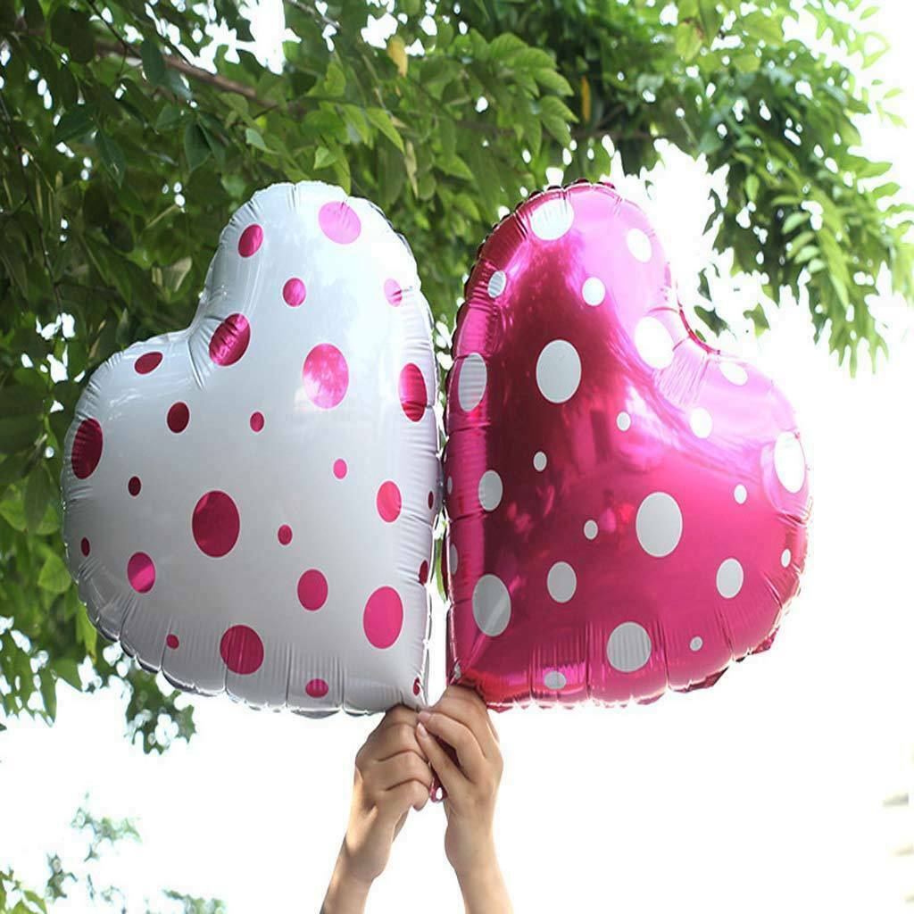 10 Pieces 18" Love Heart Aluminium Foil Dot Balloons Wedding Party Decor #2
