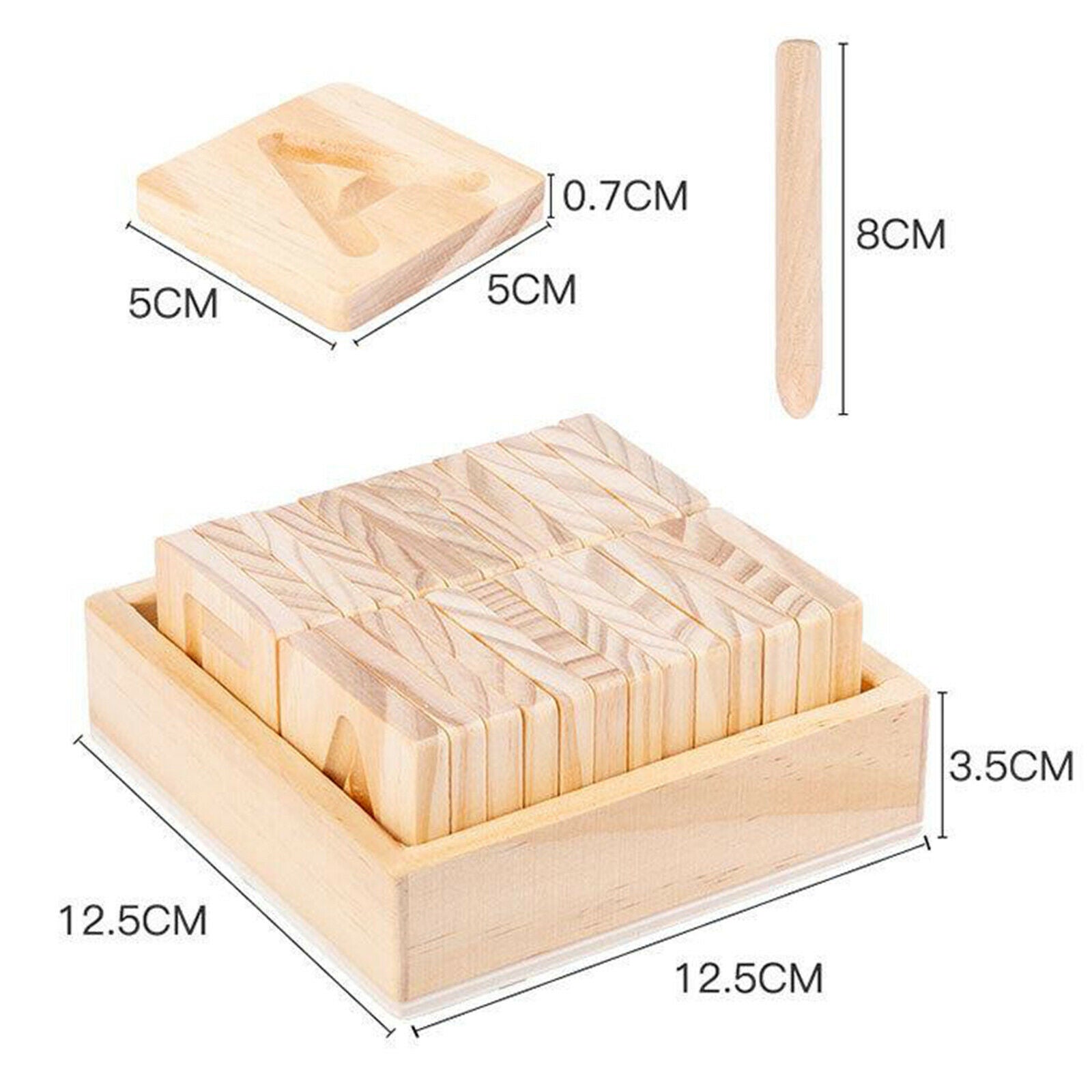 Wooden Alphabet Puzzle Tracing Cards Blocks with Prescola Storage Box