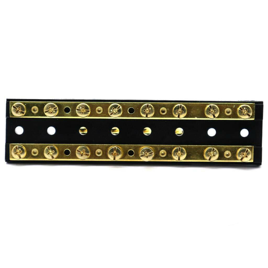 60A DC 32V Dual Brass Bus Bar Power Distribution Block with 16 Terminals