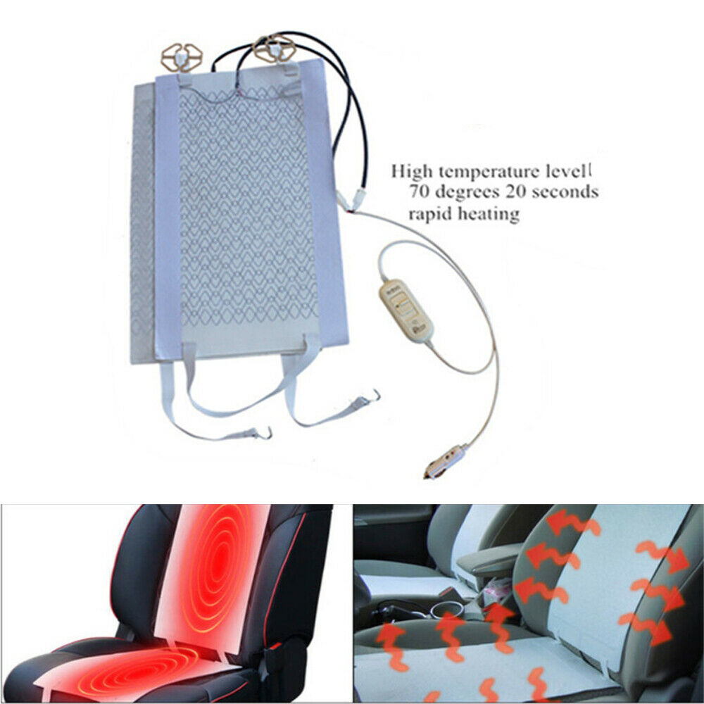 12V Car Seat Heater Pads Kit Winter Cushion Warmer Seat Covers Set Universal 2x