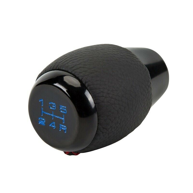 5Speed Universal Car Gear Shift Knob Shifter Lever Blue Leather Red Letter