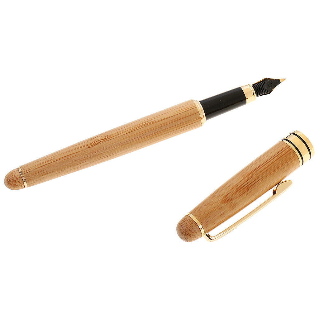 Finest Bamboo Fountain Pen Souvenir Collectible Decoration Golden 14.5cm
